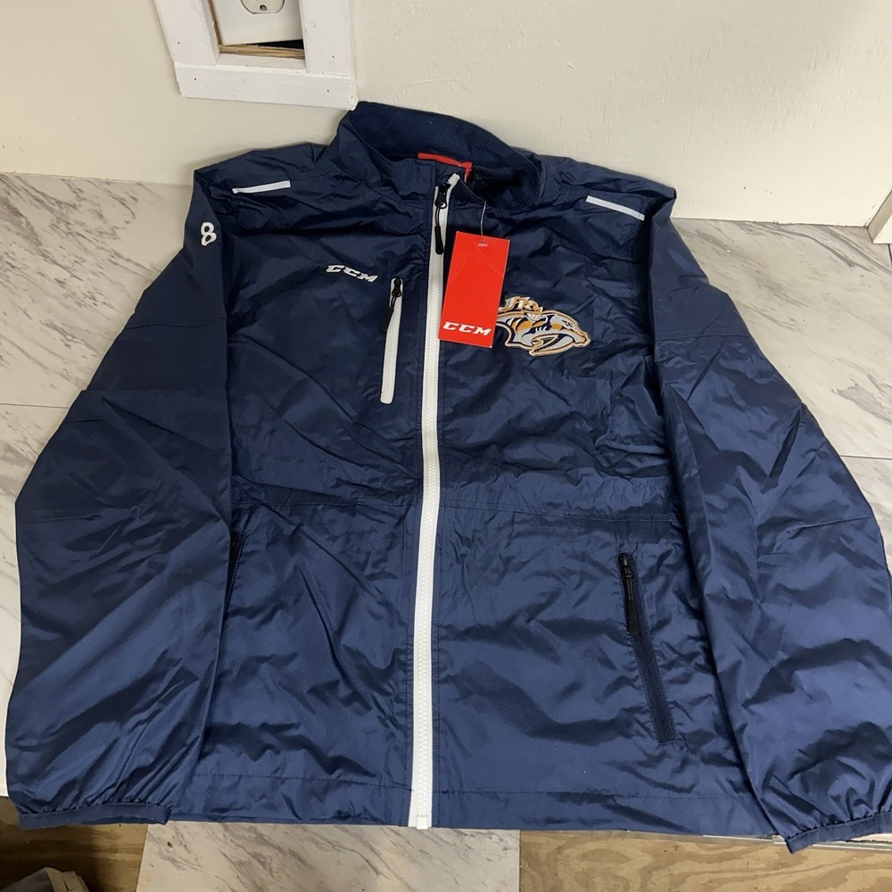 CCM Hockey Youth Nashville Predators XL Full Zip Windbreaker Jacket Navy J7170